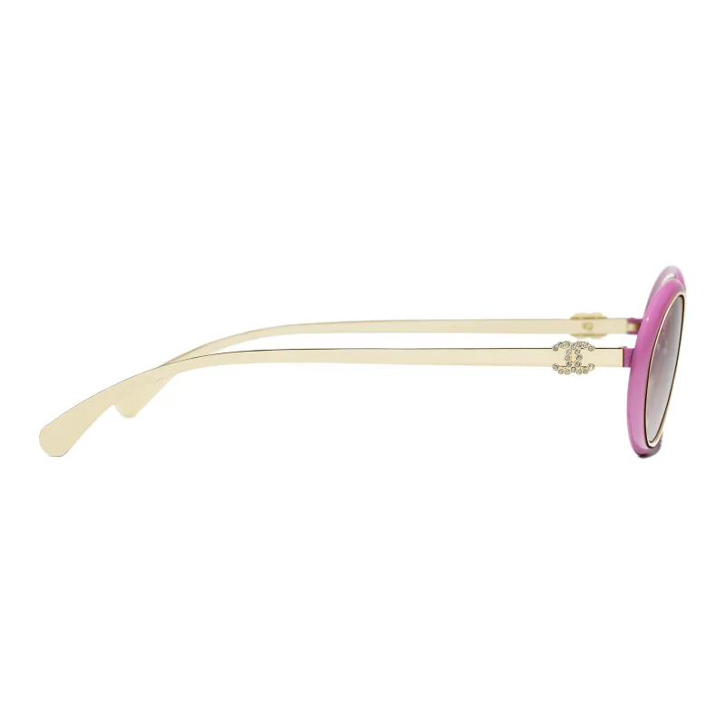 CHANEL Metal Oval Sunglasses Unisex Pink-2