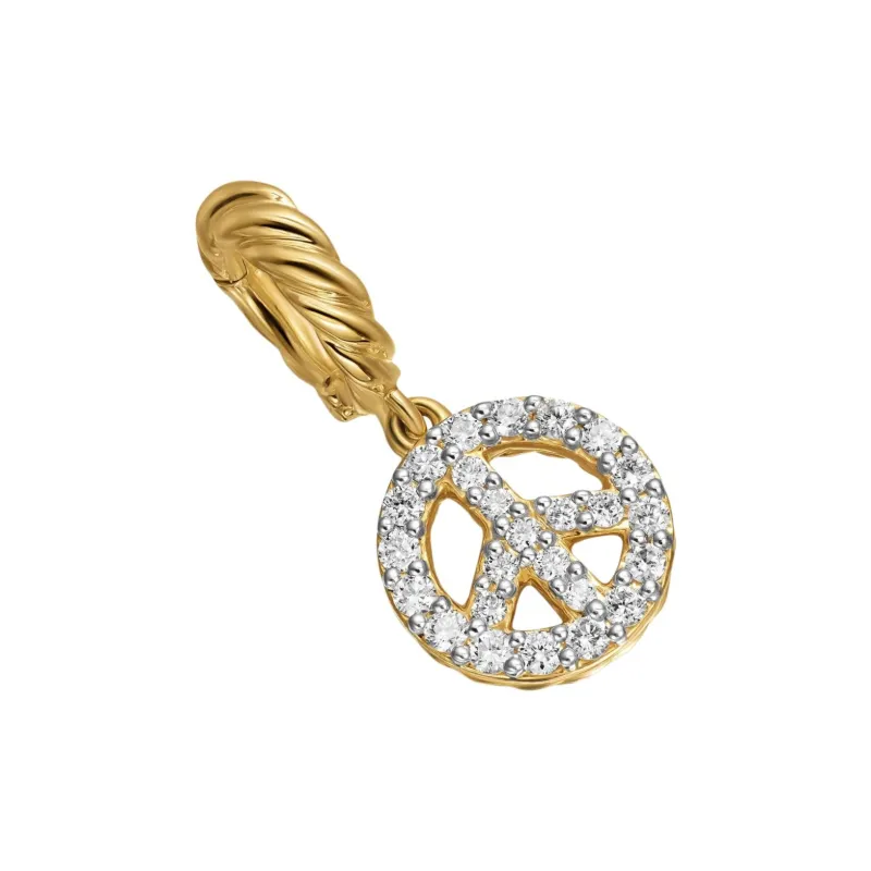 David Yurman 18K Gold Micro Pavé© Peace Sign Diamond Necklace-0