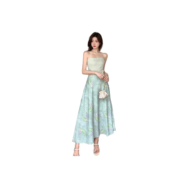 GUOZHEN Slip Dresses Women's Green-0