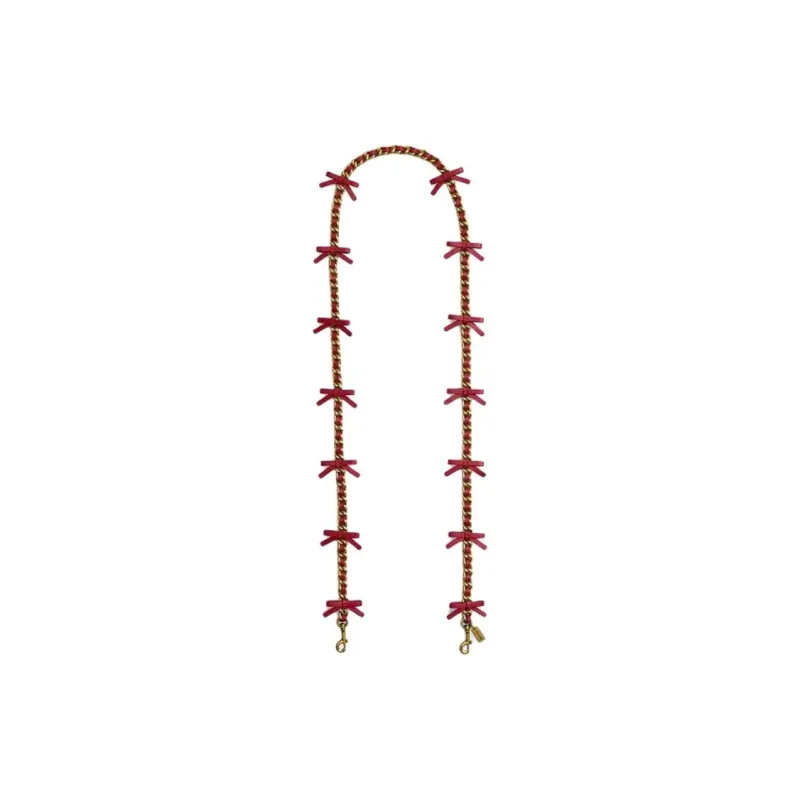COACH Leather Bag Strap Women's Red & Yellow-0