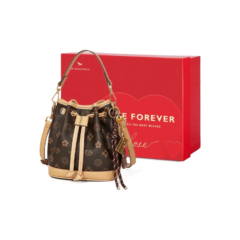 RED DRAGONFLY PVC Bucket Bag, Shoulder Bag, Crossbody Bag, Handbag Regular Women's Multicolor-6
