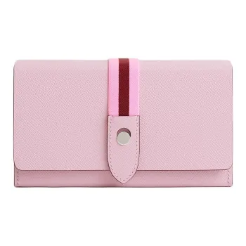 HERMES Calfskin Clutch Women's Pink & Brown
