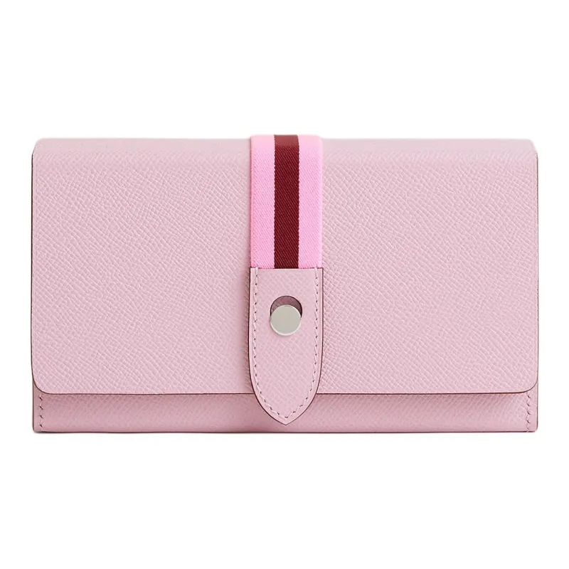 HERMES Calfskin Clutch Women's Pink & Brown-0