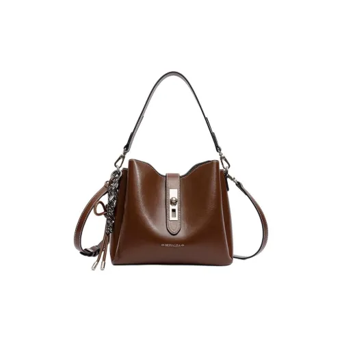 Monna Lisa Custom Skincare Fabric Shoulder Bag, Crossbody Bag, Handbag Women's Dark Brown/Ecru