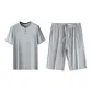 Men's Gray Blue Short-Sleeved Shirt and Shorts