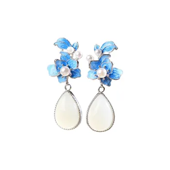 Jade Ink Love Hetian Jade Earrings White Jade Women's