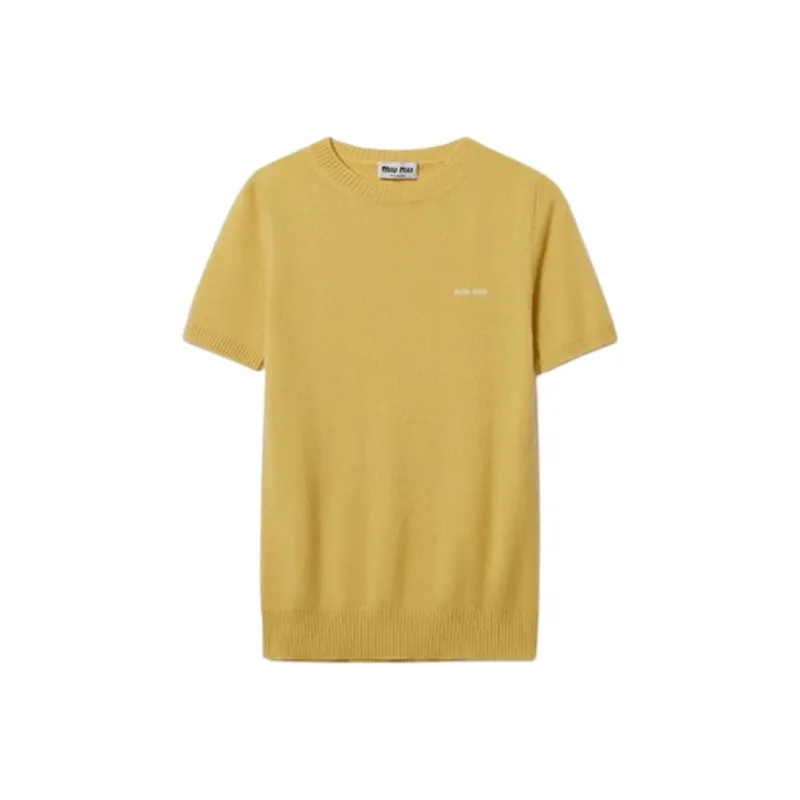 MIU MIU Cashmere Sweater Women's Yellow Jade Color-0