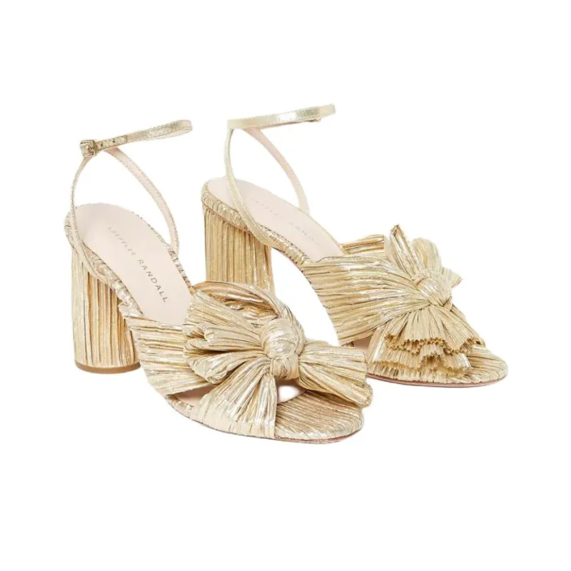 Loeffler Randall Camellia One Strap Sandals 8.8cm Women's Gold-3
