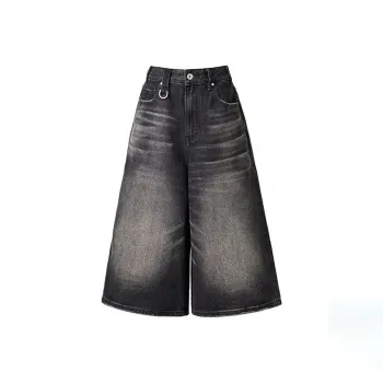 ZAZN Denim Shorts Women's Black Gray Color