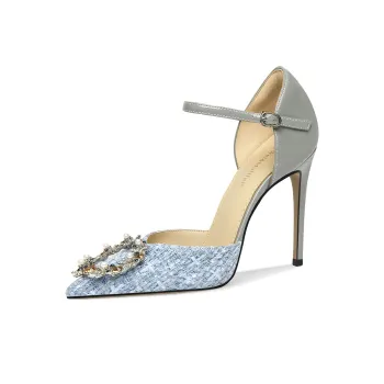 Lily Wei Dan Xiao Slim Heel High Heels Women's Blue Gray