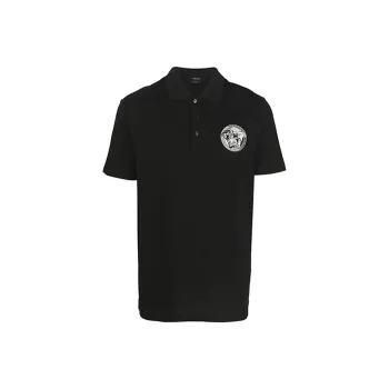VERSACE Medusa Embroidered Short Sleeved Polo Shirt