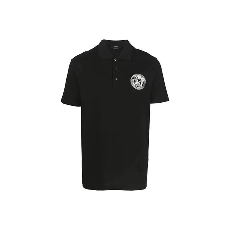 VERSACE Medusa Embroidered Short Sleeved Polo Shirt-0