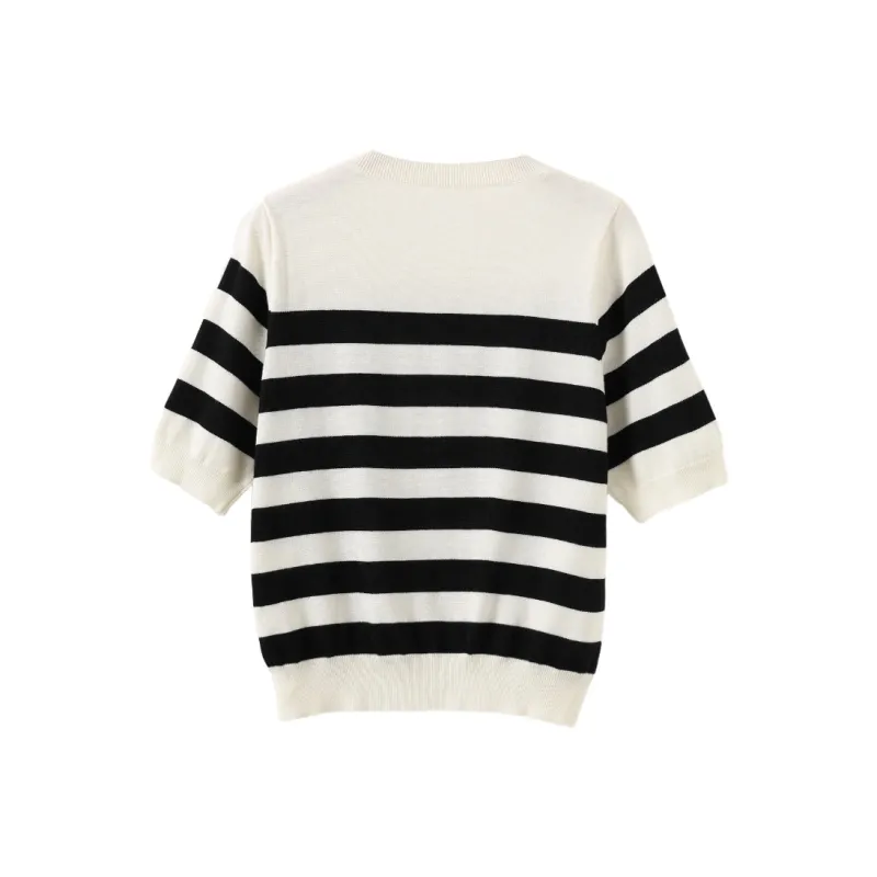 SETIROM Knitwear Women's Black White Stripes-1