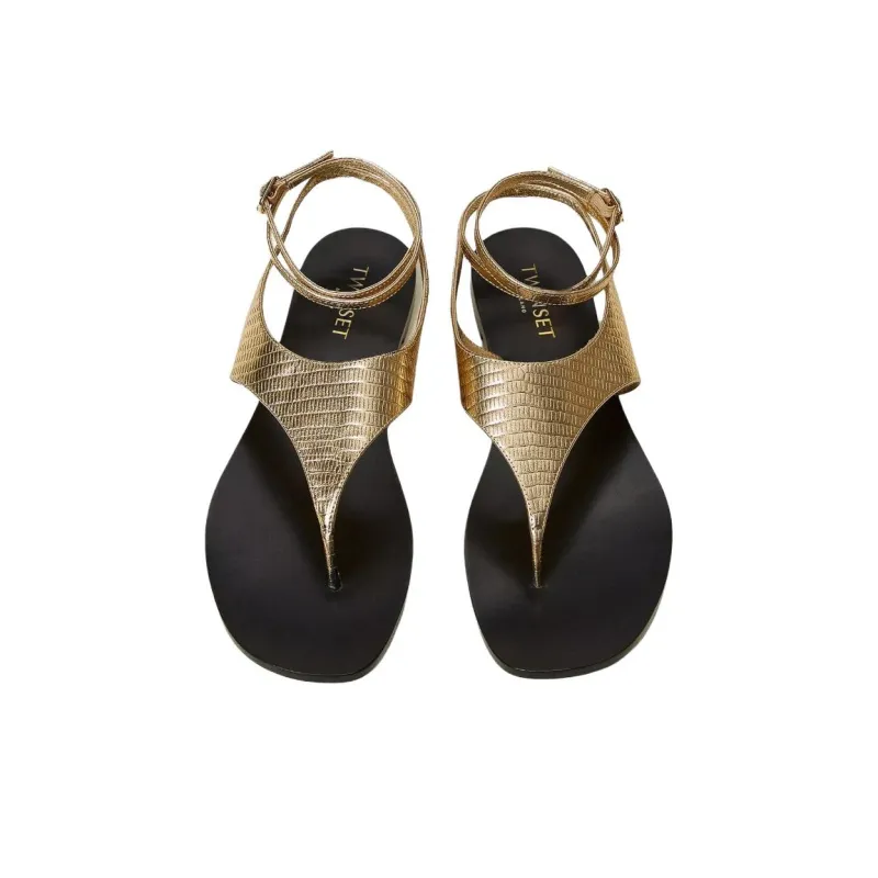 TWINSET MILANO One Strap Sandals Women's Gold-2