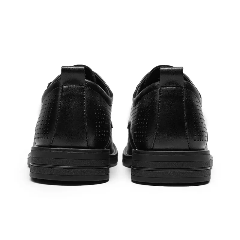 HLA Dress Shoes Men Low Top Black-3