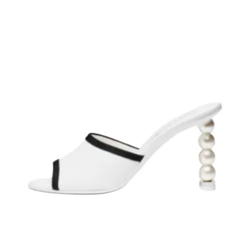 chanel Launch 25P Spring Summer Slide Slippers 9cm Women's White