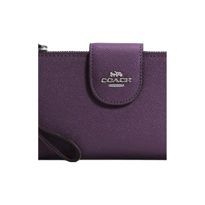 COACH Tech Wallet Twill Leather Wallet Women's Dark Purple Crystal-2