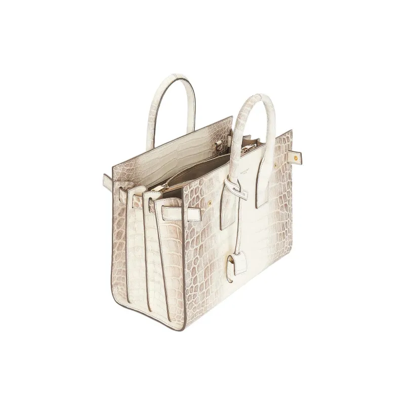 SAINT LAURENT Calfskin Tote Bag, Shopping Bag, Shoulder Bag, Crossbody Bag, Handbag Trumpets Women's Glacier Gray-3