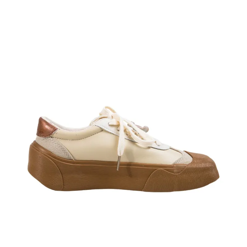 MINGKUANG Slip Resistant, Abrasion Resistant, Lightweight Low Top Skateboard Shoes Women's Beige Yellow-1