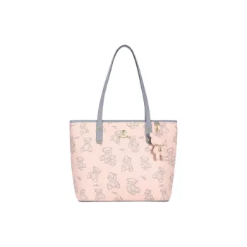 DANNYBEARJEANS PVC Shoulder Bag Tote Women's Cherry Blossom Pink/Creamy Apricot/Cocoa Brown