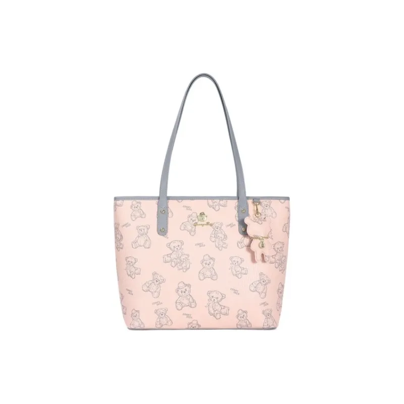 DANNYBEARJEANS PVC Shoulder Bag Tote Women's Cherry Blossom Pink/Creamy Apricot/Cocoa Brown-0