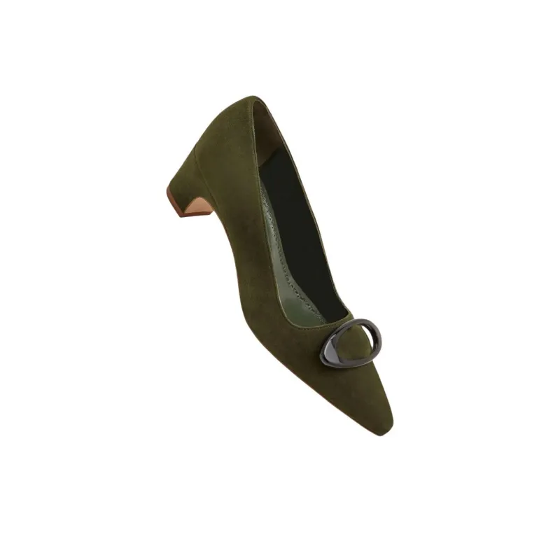 MANOLO BLAHNIK Feni Chunky Heel High Heels 5cm Women's Green-3