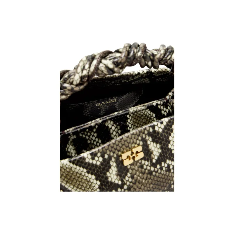 GANNI Leather One Shoulder Handbag Trumpets Women's Snakeskin Print Multicolor-3