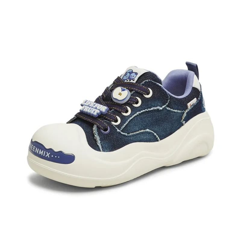 Teenmix Low Top Skateboard Shoes Women's Denim White Blue-2