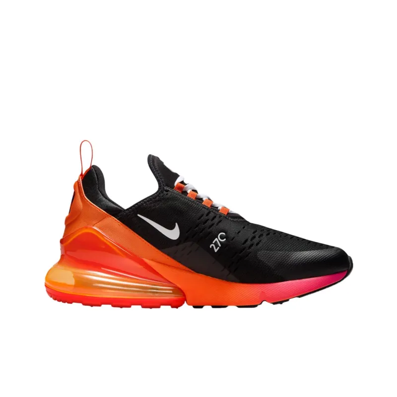 Nike Air Max 270 Anti Slip Wear Resistant Low Top Running Shoes Unisex Black Orange-1