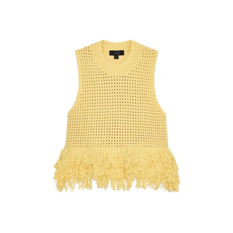ZARA Tank Tops Women's Yellow-0
