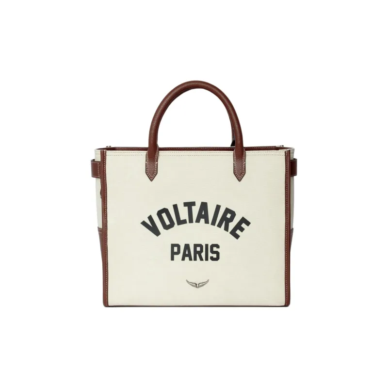 Zadig & Voltaire Cotton Tote Bag, Shopping Bag, Shoulder Bag, Crossbody Bag, Handbag Women's Shimmery White-0