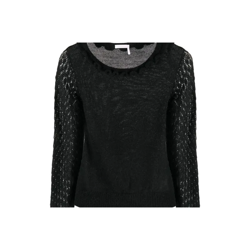See By Chloé Scalloped Fine knit Top-4