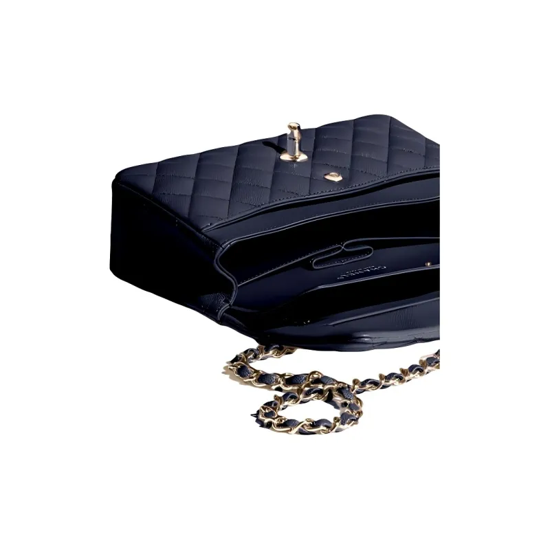 CHANEL Classic Flap CF Calfskin Chain Bag, Shoulder Bag Women's Dark Blue-4