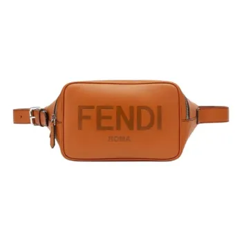 FENDI Leather Sling Bags One Shoulder Crossbody Fanny Pack Men's Brown