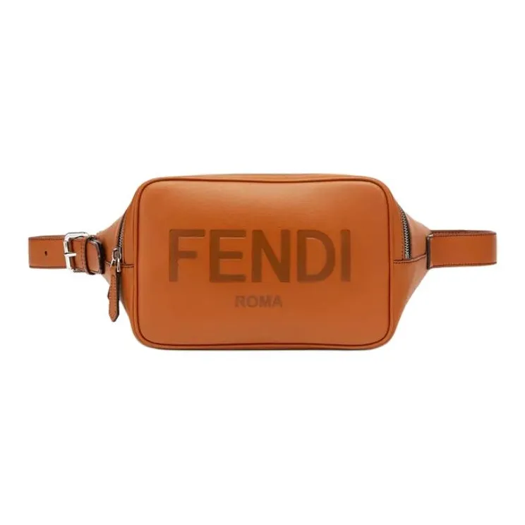 FENDI Leather Sling Bags One Shoulder Crossbody Fanny Pack Men's Brown-0