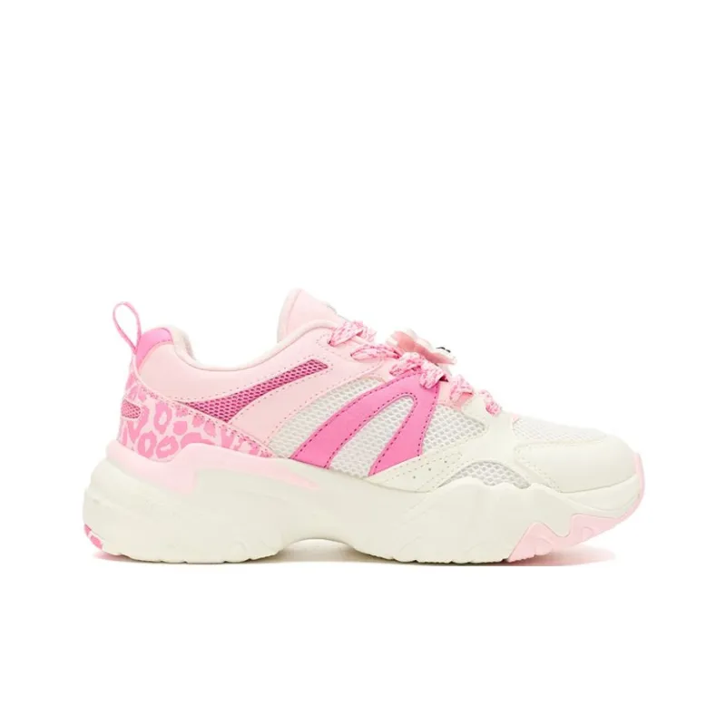 PINK PANTHER x QIAODAN Dry Slip Resistant And Breathable Low Top Chunky Sneakers Women's White Pink-1