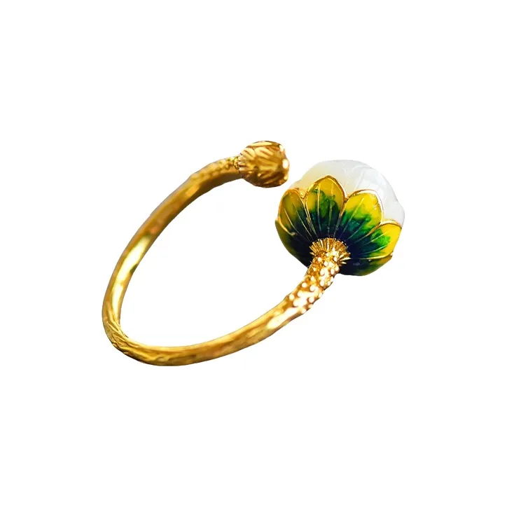 Jade Ink Love Hetian Jade Rings White Jade Unisex-1