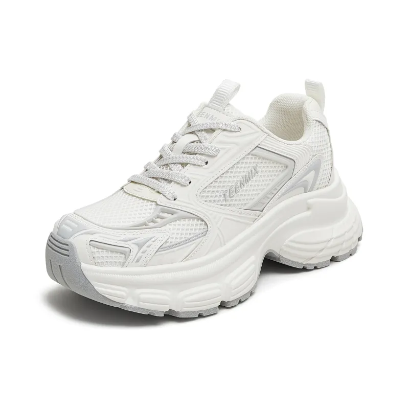 Teenmix Cushioning, Slip Resistant, Abrasion Resistant, Height Increasing Low Top Chunky Sneakers Women's Beige-1