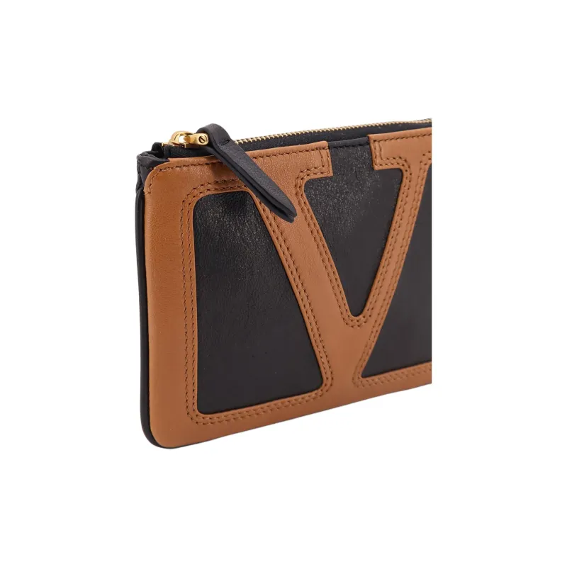 Valentino GARAVANI Leather Clutch Women's Black & Brown-2