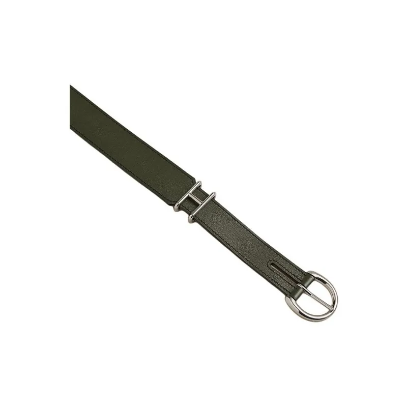 HERMES Calfskin Leather Belts Men's Green/Blue Width 3.4cm-2