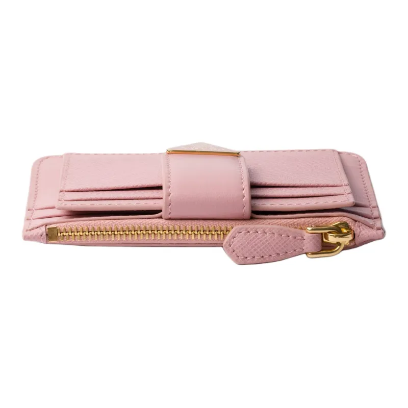 PRADA Calfskin Card Holder Women's Peach-1