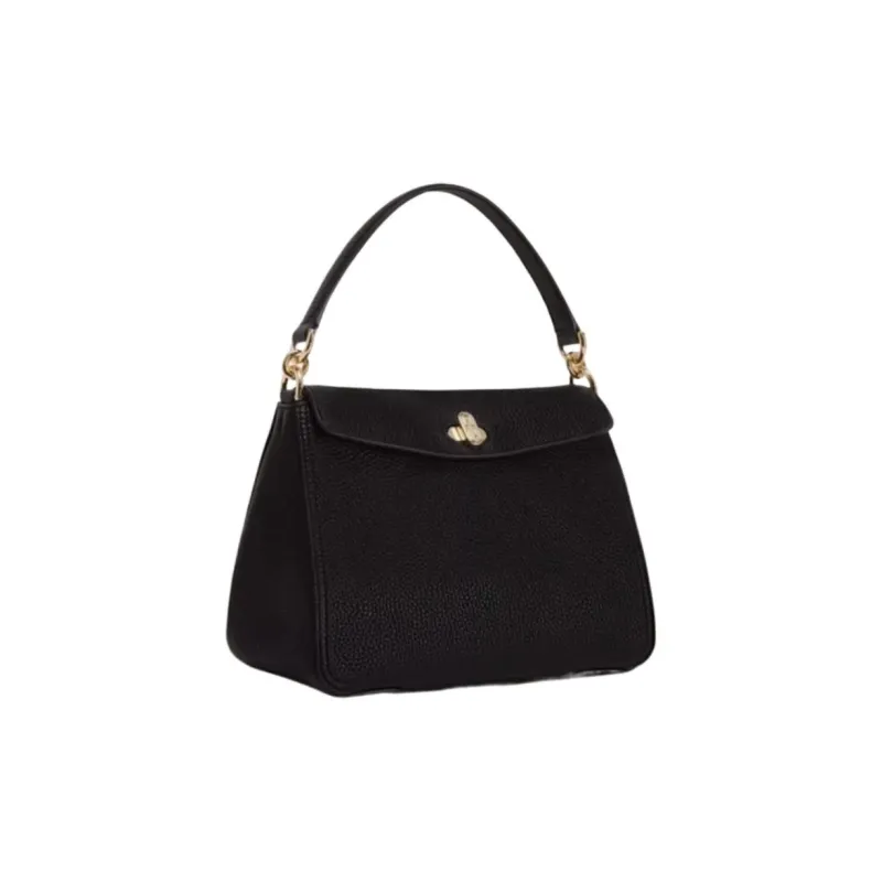 Furla Danae Cow Leather Tofu Bag, Shoulder Bag, Crossbody Bag, Handbag Trumpets Women's Black-1