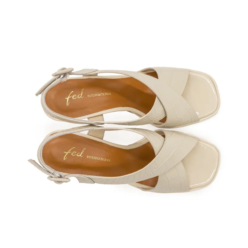FED One Strap Sandals Women's Beige-6