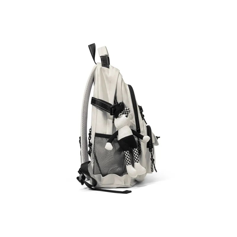 CinvaiKrose Fabric Backpack Short Trip Travel Bag Tubas Women's Ecru/Red-3
