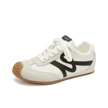 JOSINY Shock Absorbers Slip Resistant, Abrasion Resistant, Lightweight Skateboard Shoes Women's Beige/Black