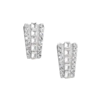 Self portrait Stainless Steel, Brass, Zircon Earrings Women's Silver