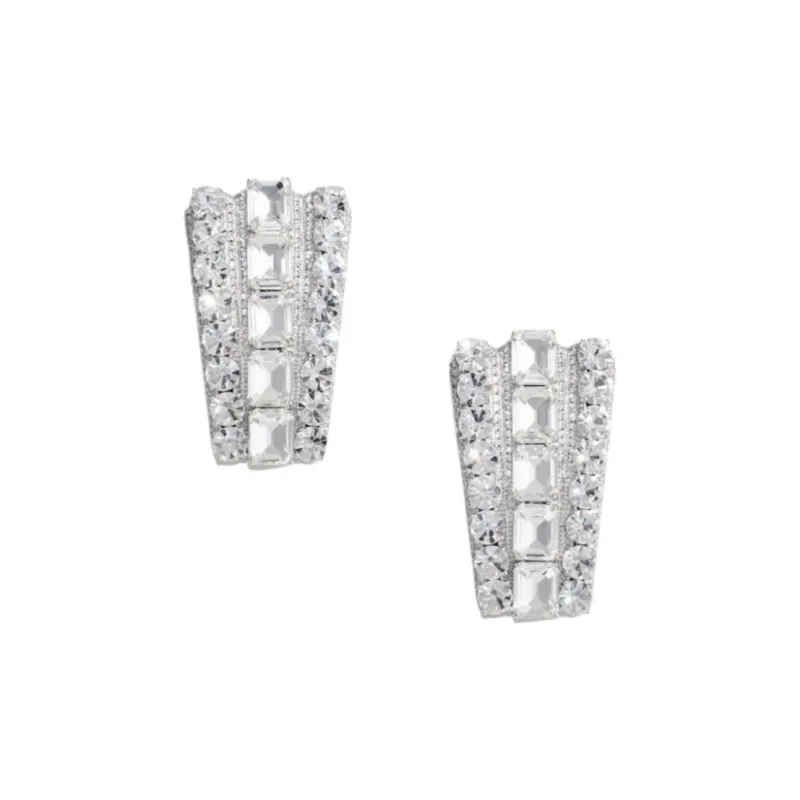 Self portrait Stainless Steel, Brass, Zircon Earrings Women's Silver-0