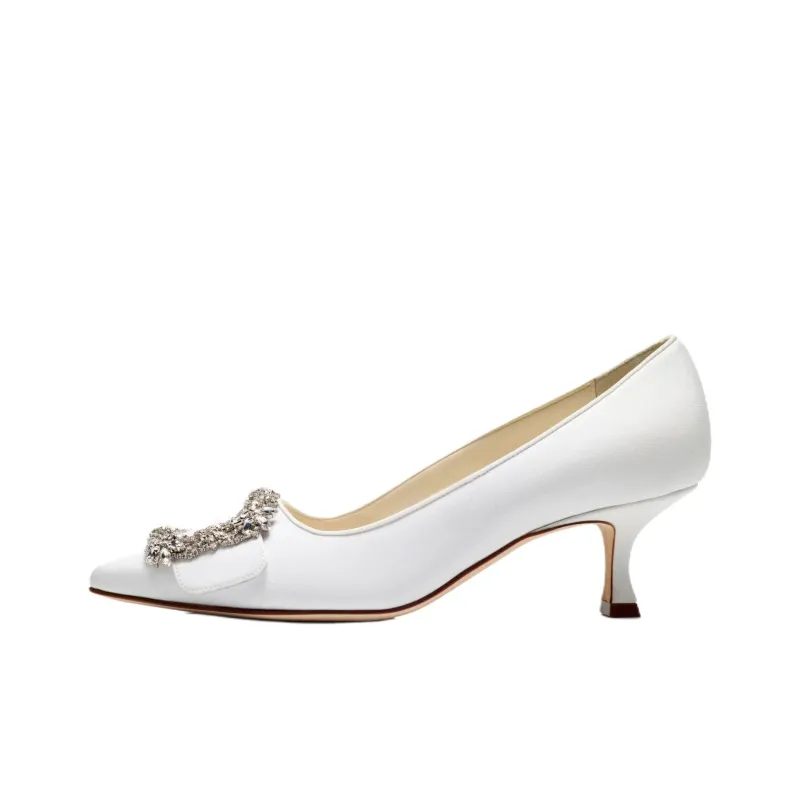 MANOLO BLAHNIK Maysalepump Slim Heel High Heels 5cm Women's White-0