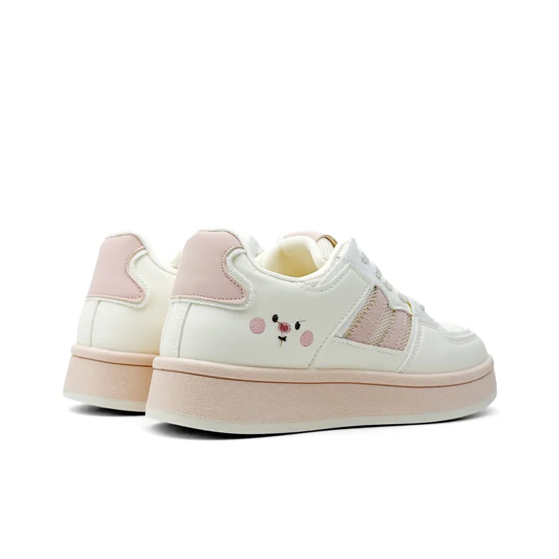 Mengsai Cushioning, Wear Resistant Low Top Skateboard Shoes Women's Beige Pink-4