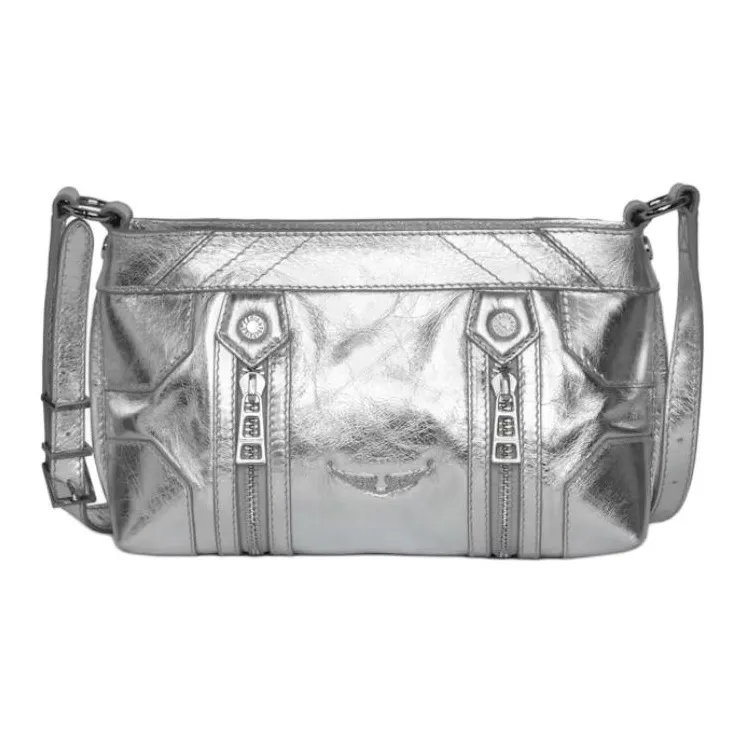 Zadig & Voltaire Cow Leather Shoulder Bag Trumpets Women's Silver-0
